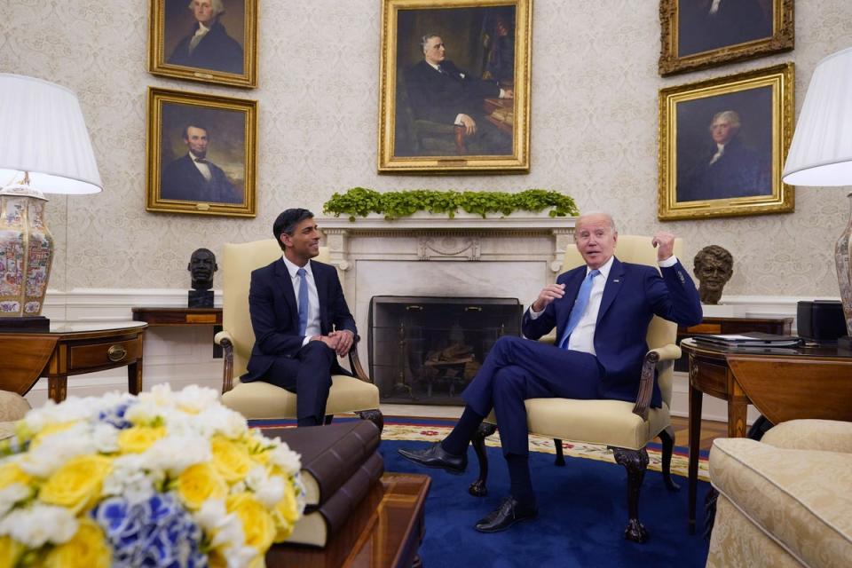 Prime Minister Rishi Sunak attends a bilateral meeting with US President Joe Biden in the White House (PA Wire)