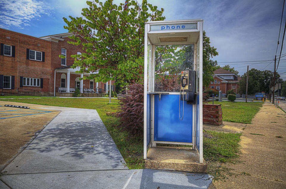 an empty phone booth