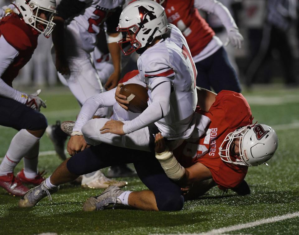 Defensive end Trevor Kalsem (56) had two sacks and  a fumble recovery for Ballard in 2022.