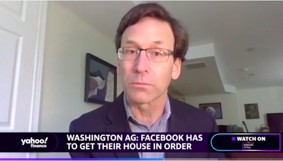 Washington state attorney general Bob Ferguson on Yahoo Finance.