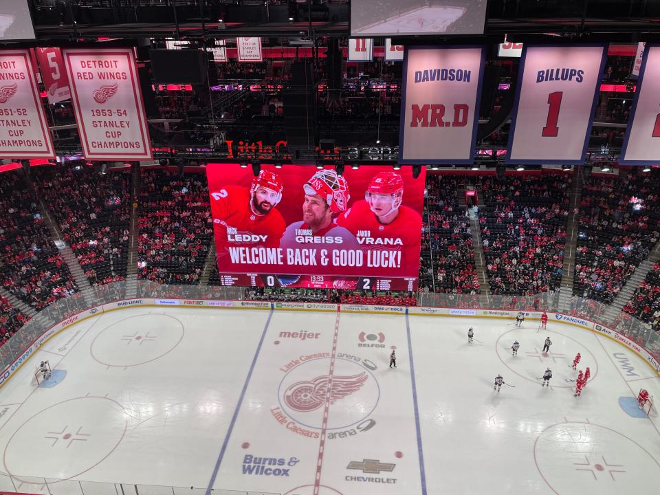 Detroit Red Wings welcome back former players during game against Blues, March 23, 2023.