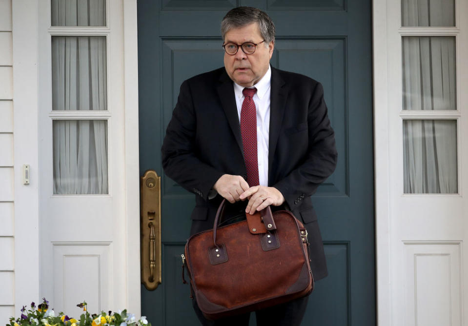 U.S. Attorney General William Barr departs his home on March 22, 2019, in McLean, Virginia, the same day he submitted a letter to Congress confirming he received Robert Mueller's report.