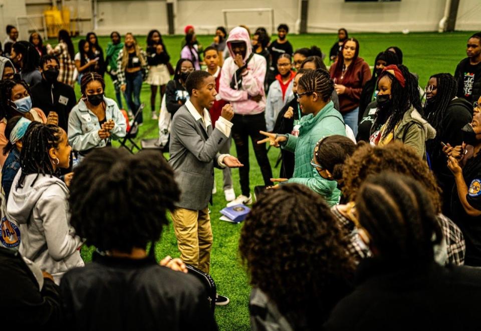 The first Delaware Black Student Summit filled the Chase Fieldhouse in April 2022, bringing together Black Student Unions from across Delaware school districts.