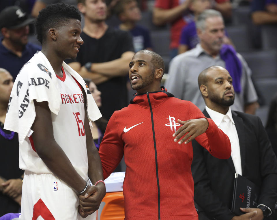 Chris Paul could be wearing warmups for longer than the Houston Rockets expected. (AP)