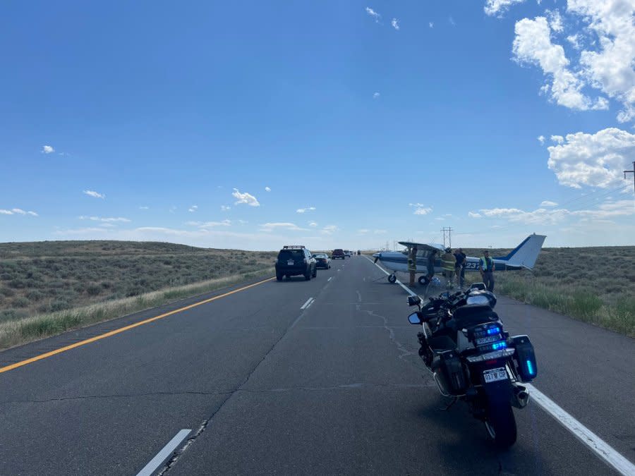 A small plane made an emergency on Interstate 76 on Saturday. (Colorado State Patrol)