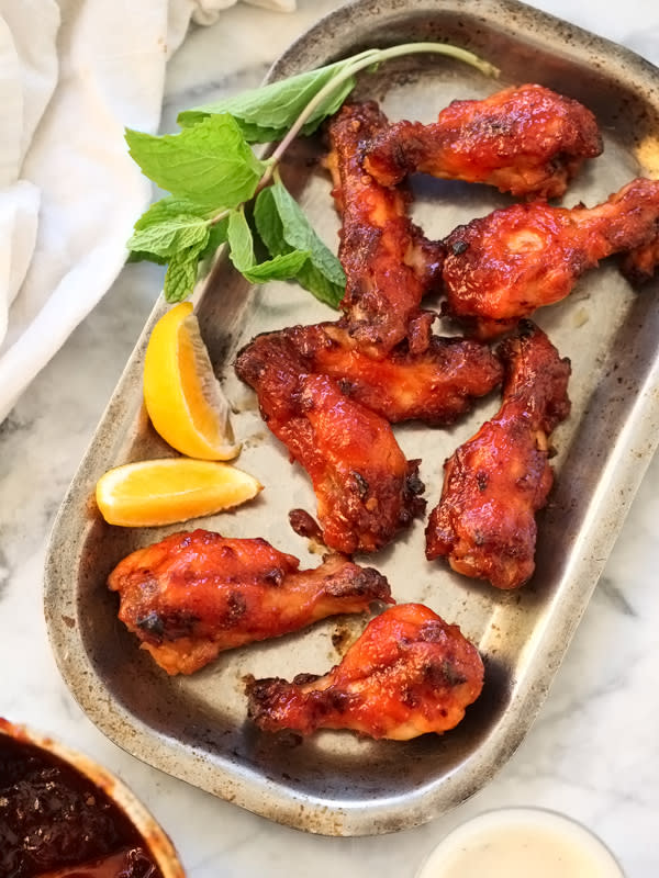 <p>Foodiecrush</p><p>These sticky, sweet baked wings have oodles of flavor and less mess with no frying.</p><p><strong>Get the recipe: <a href="https://www.foodiecrush.com/chipotle-honey-baked-chicken-wings/" rel="nofollow noopener" target="_blank" data-ylk="slk:Chipotle Honey Baked Chicken Wings;elm:context_link;itc:0;sec:content-canvas" class="link ">Chipotle Honey Baked Chicken Wings</a></strong></p>