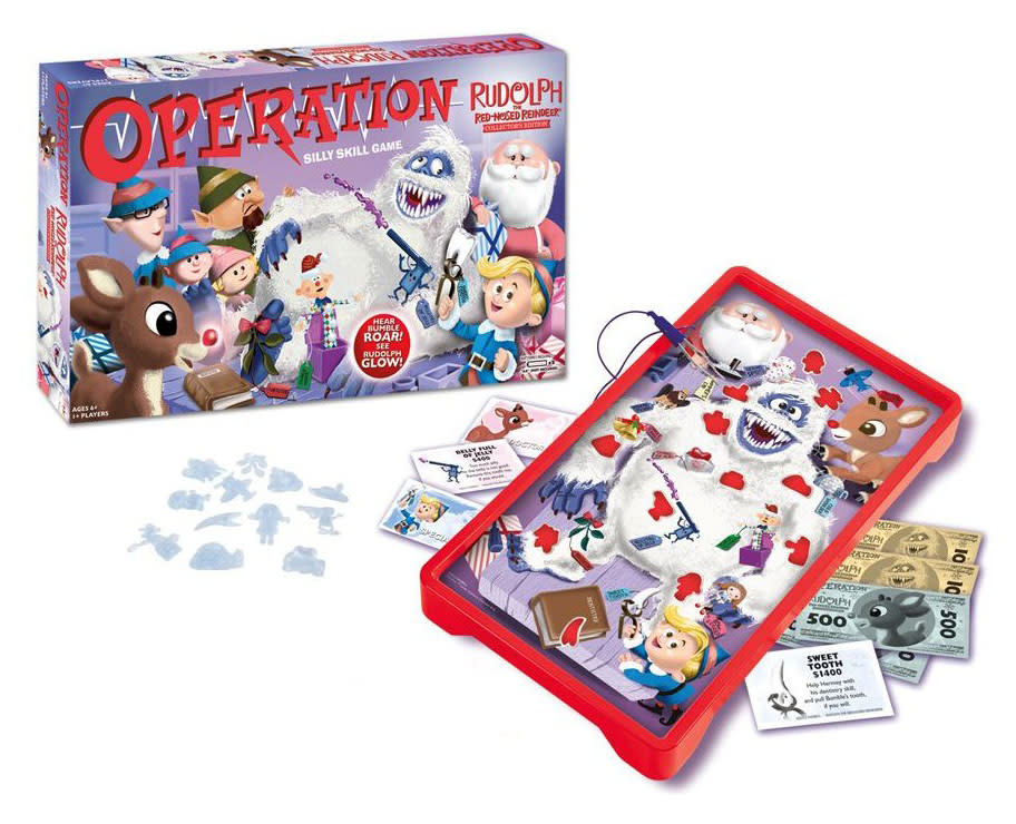 <b>GAMES<br><br>Rudolph the Red-Nosed Reindeer Operation Game</b><br>In this homage to the classic Christmas special, Rudolph's nose lights up and Bumble the Abominable Snowman roars if your steady hands slip while you're trying to surgically remove things like his sweet tooth, mistletoe, and a cold shoulder. Hermey the dentist, of course, watches over the procedure, er, gameplay.<br><br><a href="http://www.whatonearthcatalog.com/cgi-bin/hazel.cgi?action=DETAIL&ITEM=CK6952" rel="nofollow noopener" target="_blank" data-ylk="slk:WhatOnEarthCatalog.com;elm:context_link;itc:0;sec:content-canvas" class="link ">WhatOnEarthCatalog.com</a>, $34.95