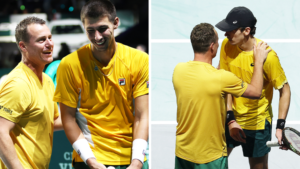 Lleyton Hewitt's cal to promote Alexei Popyrin to the singles position worked as Australia advanced to the Davis Cup final after a 2-0 singles win. (Getty Images)