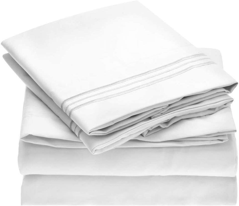 These are so amazing, comfy and fantastic that they have nearly 168,000 five-star reviews on Amazon.<br /><br /><strong>Promising review:</strong> "I am a self proclaimed sheet snob. If it wasn&rsquo;t at least 600-thread count Egyptian cotton, I was not interested. But being at the age where I get hot flashes and night sweats, and have teenage children who use Proactiv, I read the many reviews and thought, 'Why not? These are inexpensive and are peroxide resistant.' Oh my word. I&rsquo;m telling you I have not slept so well in my 51 years than I have on these super soft, comfortable sheets. I ended up ordering them for all of our beds. Guests comment on how nice they are and how they keep them comfy, yet cool (no more night sweats with these!) Seriously, you need to try them because they are truly THAT GOOD! I LOVE these sheets!" &mdash; <a href="https://www.amazon.com/gp/customer-reviews/R1GGL83PV8JDSR?&amp;linkCode=ll2&amp;tag=huffpost-bfsyndication-20&amp;linkId=d37715ba7f36172b1f1aa9426f77ede0&amp;language=en_US&amp;ref_=as_li_ss_tl" target="_blank" rel="noopener noreferrer">MomofFour</a><br /><br /><strong><a href="https://www.amazon.com/Mellanni-Bed-Sheet-Set-Hypoallergenic/dp/B00O35CWQ8?th=1&amp;linkCode=ll1&amp;tag=huffpost-bfsyndication-20&amp;linkId=4a70b079dd7e7ce67096ae563a41a15e&amp;language=en_US&amp;ref_=as_li_ss_tl" target="_blank" rel="noopener noreferrer">Get it from Amazon for $29.97+ (available in twin XL, split king, twin-California king, and in 42 colors/patterns).</a></strong>