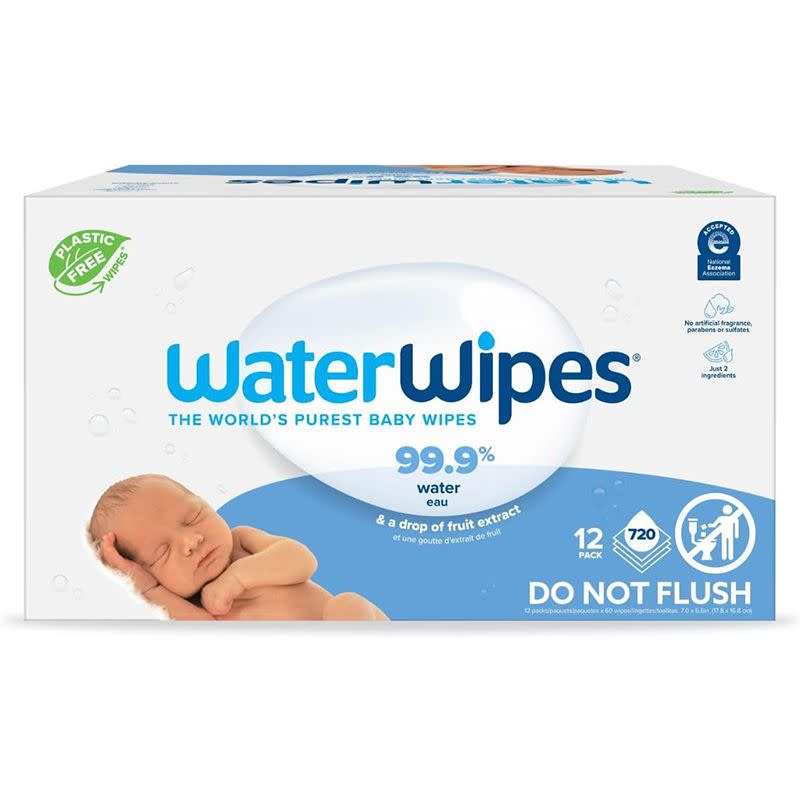 <p><a href="https://www.amazon.com/WaterWipes-Sensitive-Wipes-Count-Packs/dp/B008KJEYLO?tag=syn-yahoo-20&ascsubtag=%5Bartid%7C10050.g.61145116%5Bsrc%7Cyahoo-us" rel="nofollow noopener" target="_blank" data-ylk="slk:Shop Now;elm:context_link;itc:0;sec:content-canvas" class="link ">Shop Now</a></p><p>Water Based Wipes, Pack of 12</p><p>Amazon</p><p>$35.69</p>