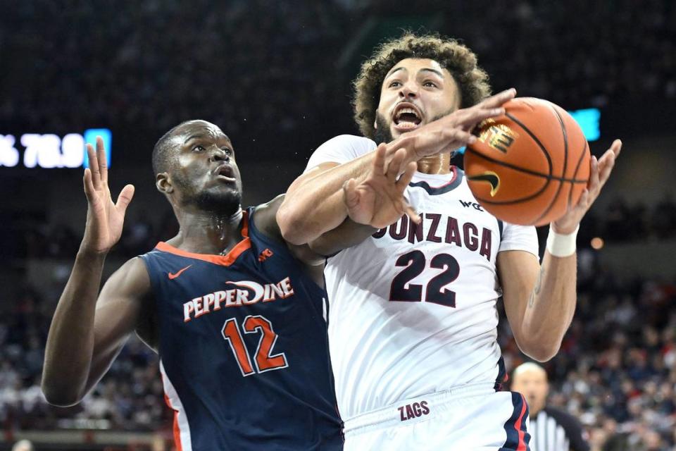 Gonzaga forward Anton Watson (22) leads the Bulldogs in rebounding at (7.6 rpg), has a team-high 37 steals and is second on the team in scoring (14.8 ppg). James Snook/USA TODAY NETWORK