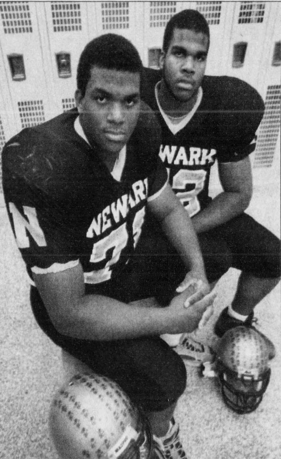 Kwame Harris, left, and brother Orien in 1999 when Kwame was a senior named Delaware's Offensive Player of the Year and Orien was a junior voted Lineman of the Year.