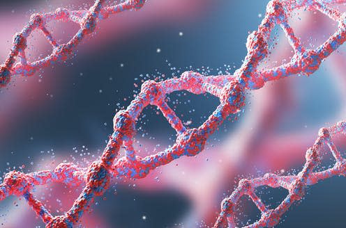   <span class="attribution"><a class="link " href="https://www.shutterstock.com/image-illustration/three-red-diagonal-dna-chains-against-599450876" rel="nofollow noopener" target="_blank" data-ylk="slk:ImageFlow/Shutterstock;elm:context_link;itc:0;sec:content-canvas">ImageFlow/Shutterstock</a></span>