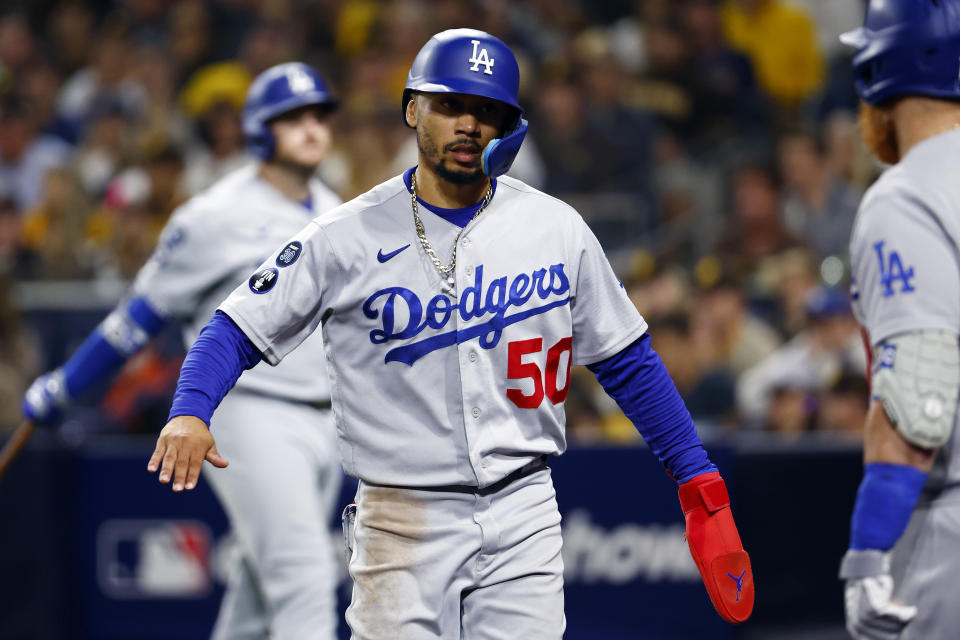 洛杉磯道奇球星Mookie Betts。(Photo by Ronald Martinez/Getty Images)