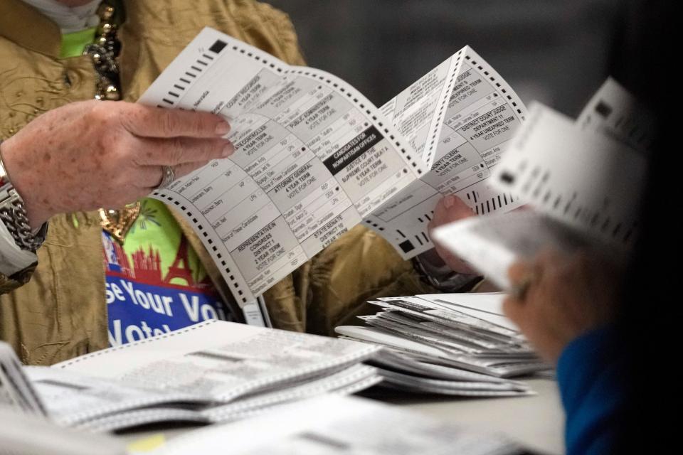 Election workers process ballots at the Clark County Election Department, Thursday, Nov. 10, 2022, in Las Vegas, Nevada.