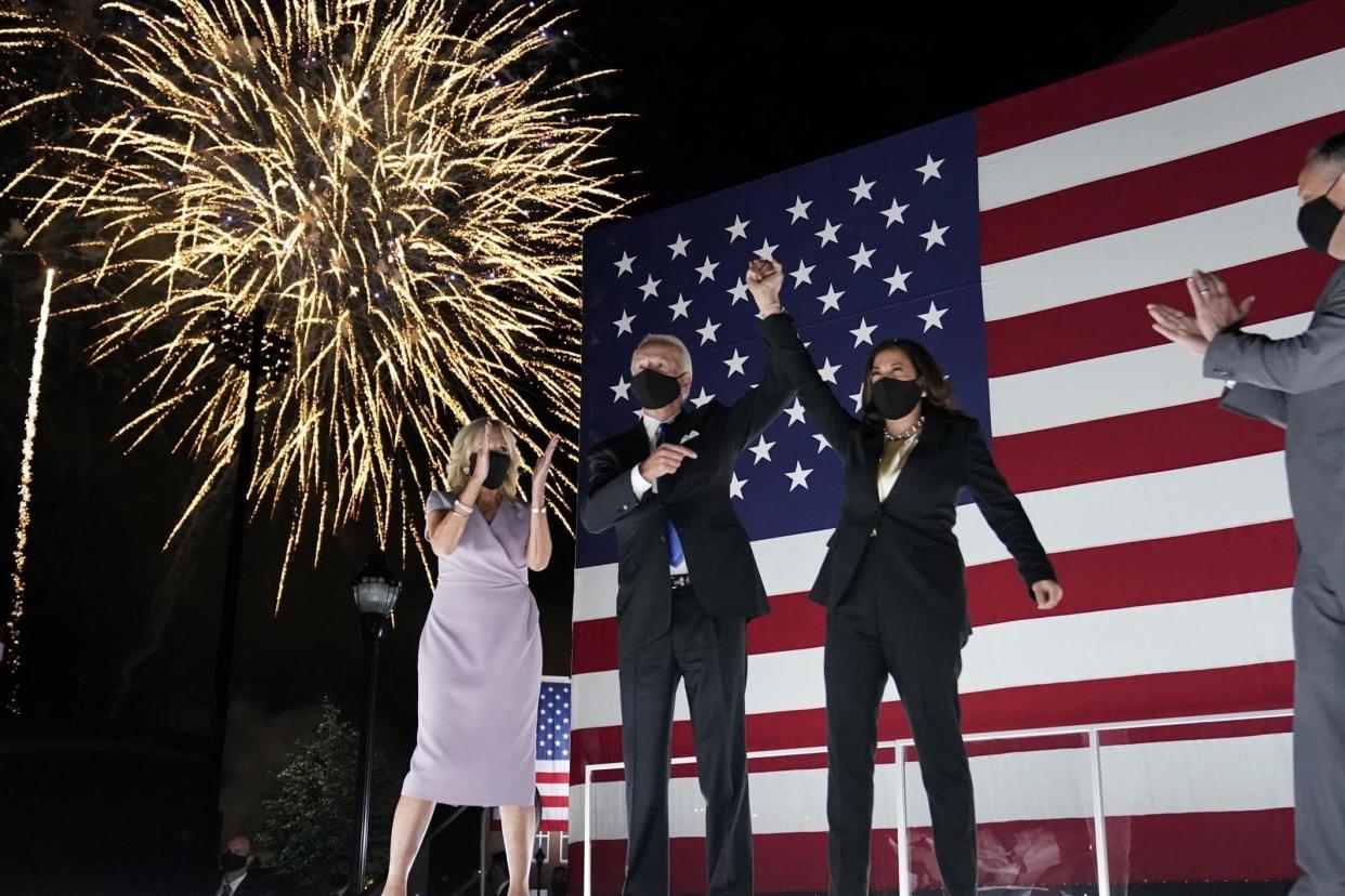 Fireworks lit the sky outside as the convention ended: AP