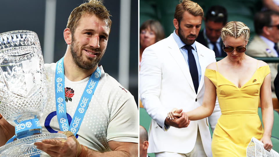 Chris Robshaw and wife Camilla Kerslake, pictured here at Wimbledon in 2015.