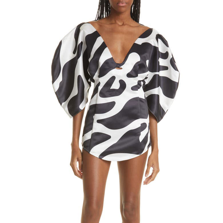 Mother of All Jessica Zebra Print Puff Sleeve Dress