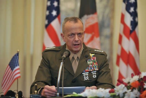 US commander in Afghanistan, General John Allen speaks during a ceremony at the foreign ministry in Kabul. Afghanistan and the US signed a deal on special forces operations in the insurgency-wracked country with Kabul saying it will put Afghans in the lead on controversial night raids