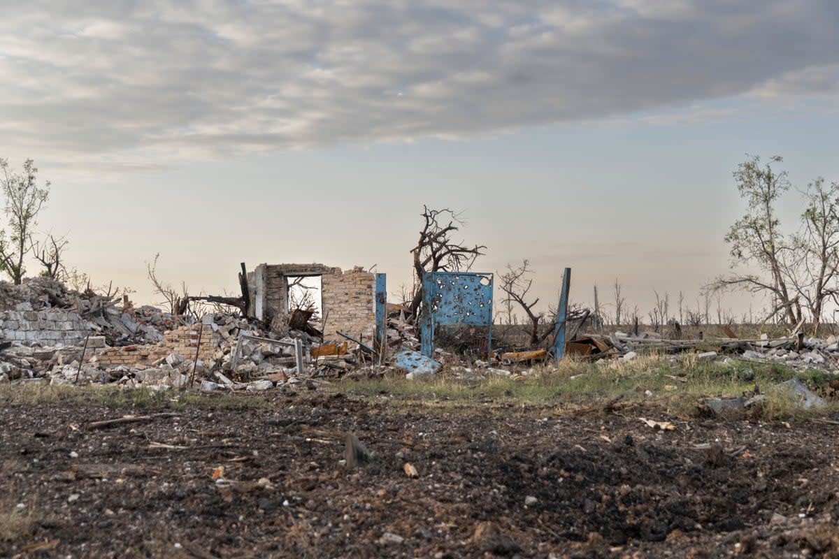 A house destroyed during fighting between Russian and Ukrainian forces in Andriivka, Donetsk (AP)