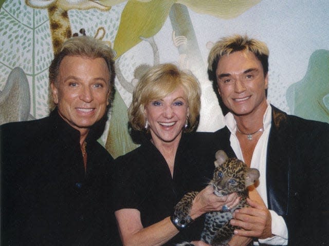 Elaine Wynn with Siegfried & Roy. From 1990 to 2003, Siegfried Fischbacher (left) and Roy Horn were the top act in Las Vegas. They starred at the Wynns’ Mirage hotel.