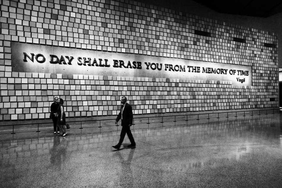 A quote from Virgil on a wall of the National September 11 Memorial Museum in New York.