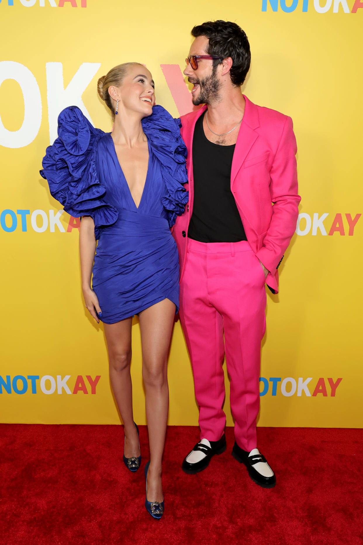 Zoey Deutch and Dylan O’Brien attend the “Not Okay” New York premiere at Angelika Film Center. - Credit: WireImage