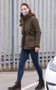 <p>The Duchess of Cambridge switched up her look halfway through her day. She changed from her more formal, camel ensemble (below) into a casual outfit, ready to go boating with the European Marine Energy Centre.</p>