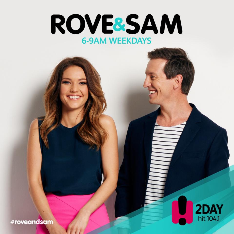 Rove co-hosted 2Day FM’s breakfast show alongside Sam Frost for a year, before the pair moved to a 7pm timeslot in January 2017, which lasted six months. Source: Hit Network