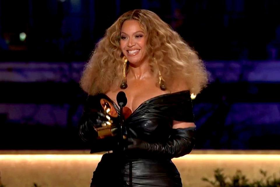 Beyonce accepts the Best R&B Performance award for 'Black Parade' onstage during the 63rd Annual Grammy Awards (CBS)