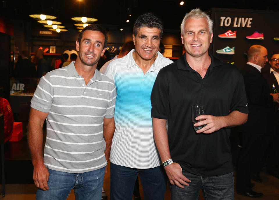 Andrew Johns, Mario Fenech and Shane Heal, pictured here in Sydney in 2014.