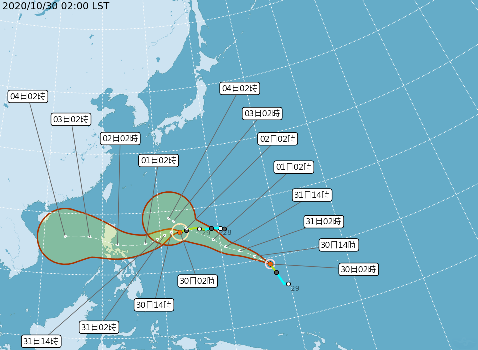 颱風路徑潛勢預報。（翻攝自中央氣象局）