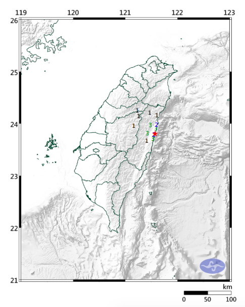 地震示意圖。圖片來源：交通部中央氣象署