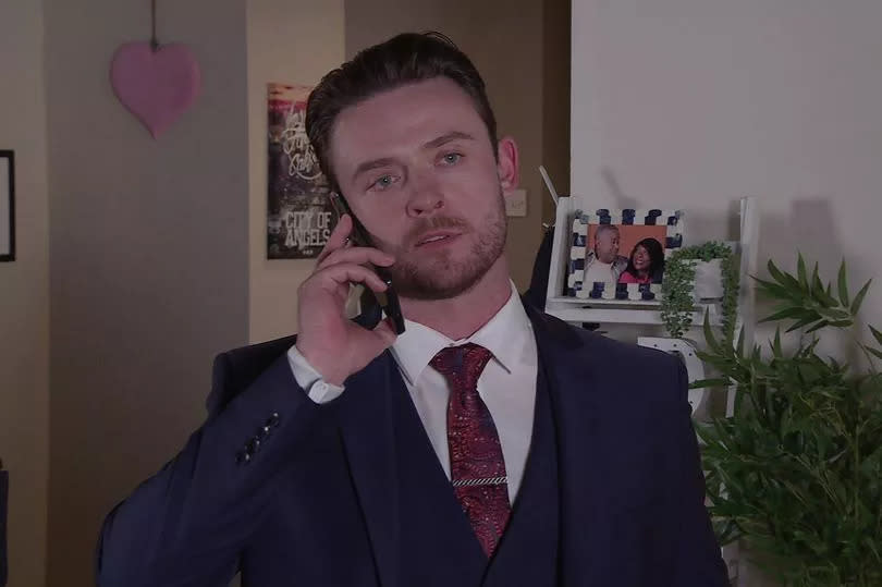 Joel takes a call from Sabrina's mate -Credit:ITV