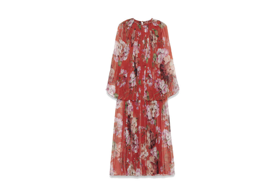 Gucci Blooms Print Silk Plissé Dress, $4,900, gucci.com