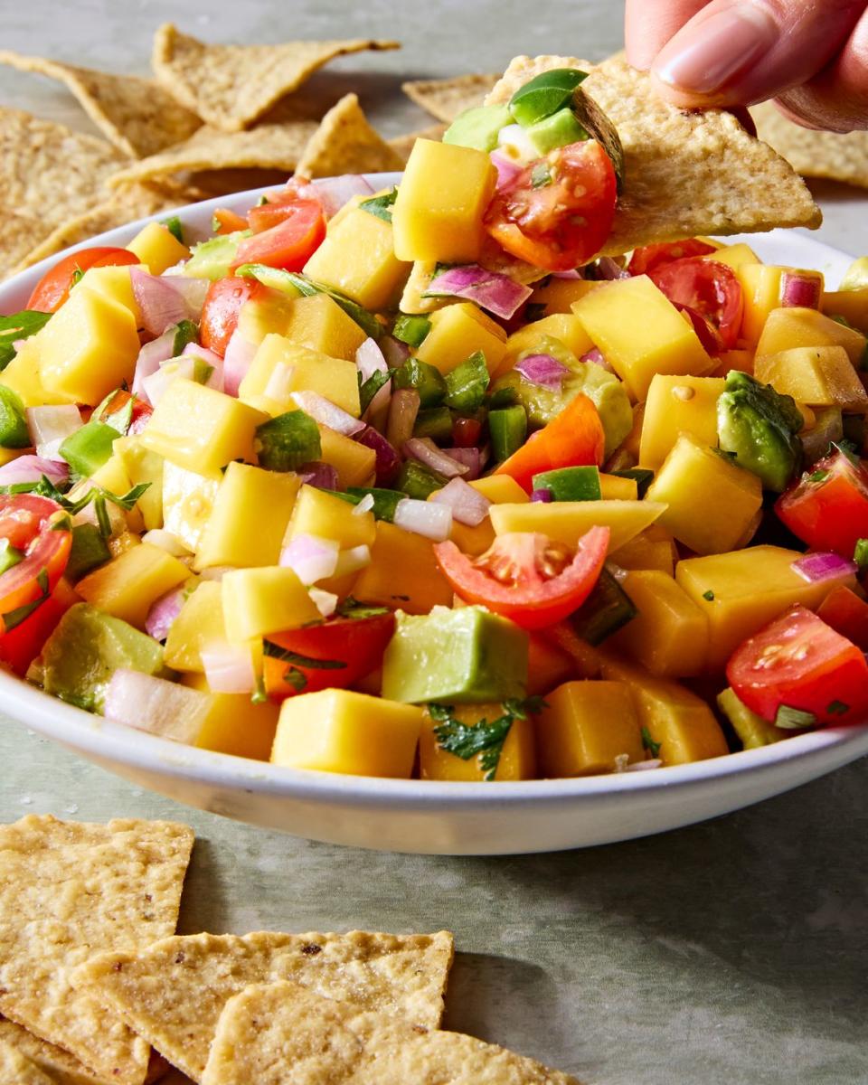 chopped mango, tomatoes, avocado, and jalapeno