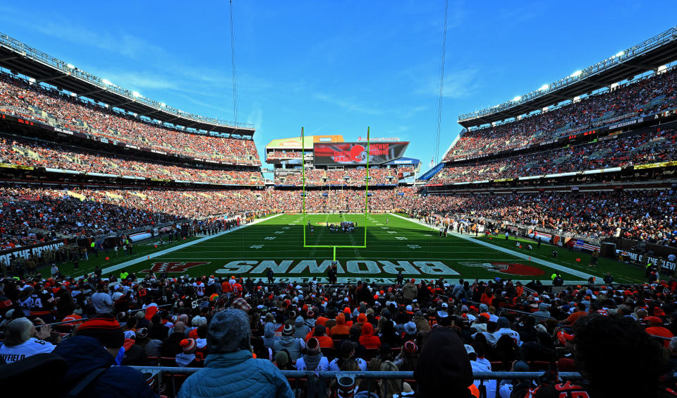 CLEVELAND, OHIO - NOVEMBER 05: A general view of the stadium during the game between the Cleveland Browns and the Arizona Cardinals at Cleveland Browns Stadium on November 05, 2023 in Cleveland, Ohio. (Photo by Jason Miller/Getty Images)