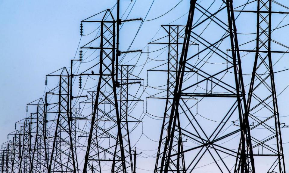 Power lines in Texas City, Texas.