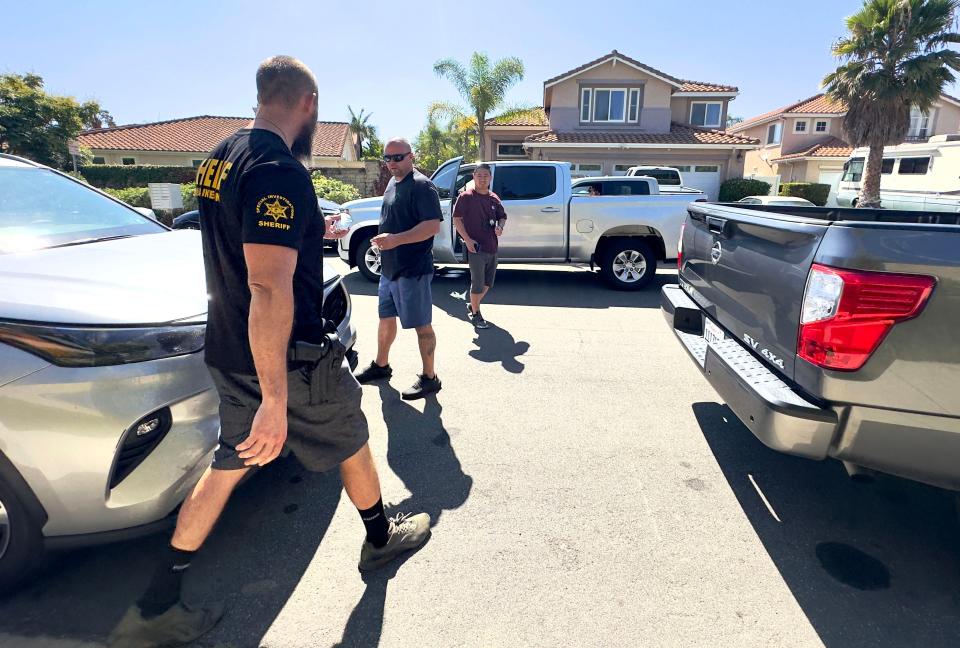 Orange County Sheriff's detectives search John Snowling's Camarillo home on Thursday, Aug. 24, 2023. The retired Ventura police sergeant was named as the gunman in a deadly Trabuco Canyon shooting Wednesday night, where he was fatally shot by deputies.