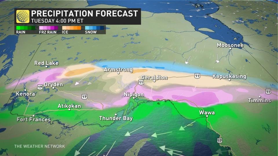 northern Ontario tuesday pm precipitation Dec 24 2023