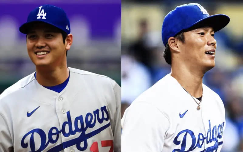 ▲明年道奇隊的先發輪值戰力預計將會有大谷翔平、山本由伸、Walker Buehler、Tyler Glansnow、Bobby Miller，相較起去年的先發輪值將會更加完整。（圖／左圖取自ESPN官方推特，右圖取自《Bleacher Report》官方推特）