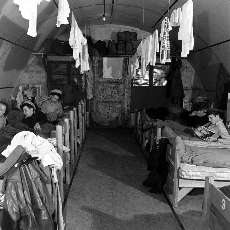 Barracks, Aleutian Islands Campaign, Alaska, 1943.