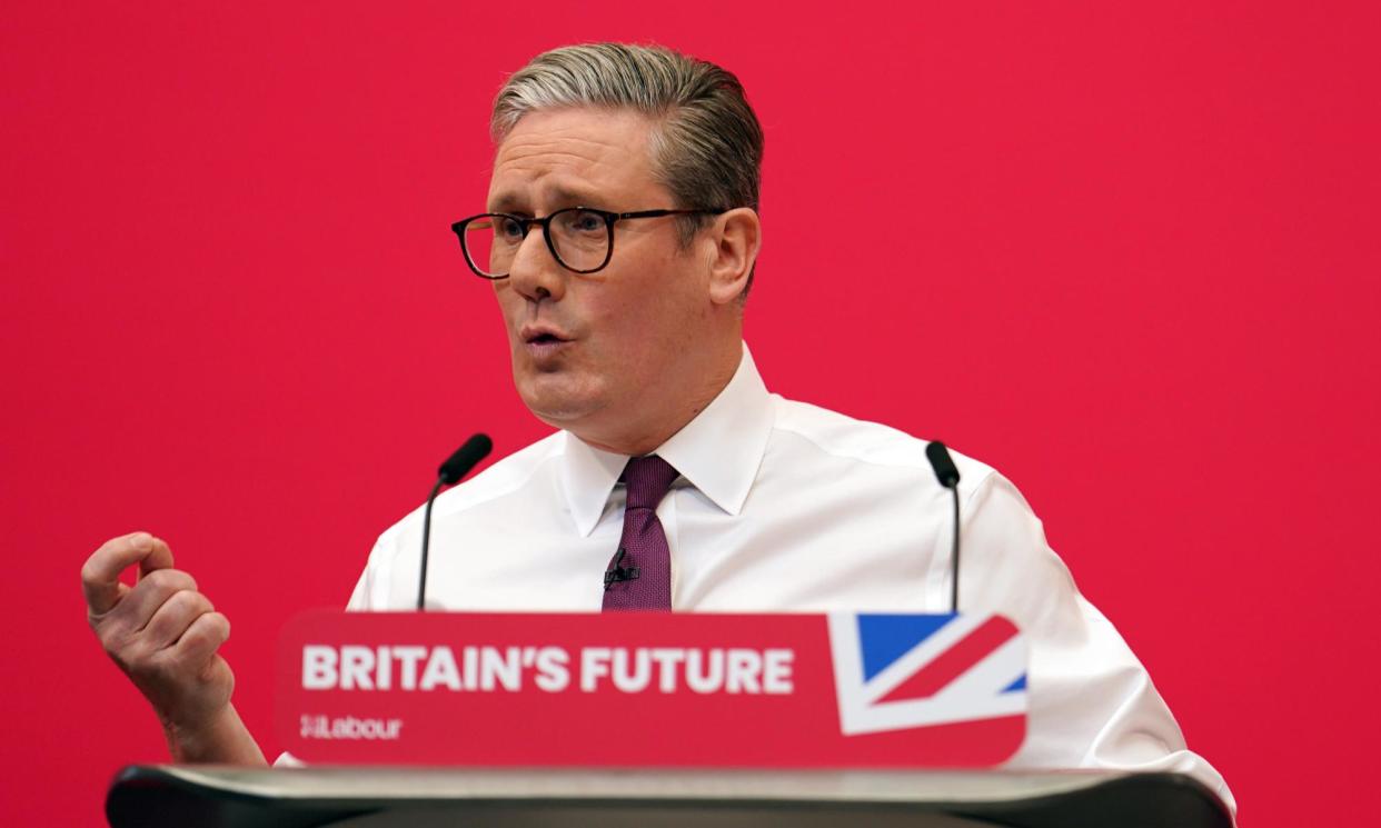 <span>Keir Starmer during the Labour party local elections campaign launch in Dudley, West Midlands.</span><span>Photograph: Jordan Pettitt/PA</span>