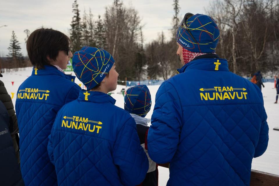 Members of the Nunavut ski team look on at the 2024 Arctic Winter Games.