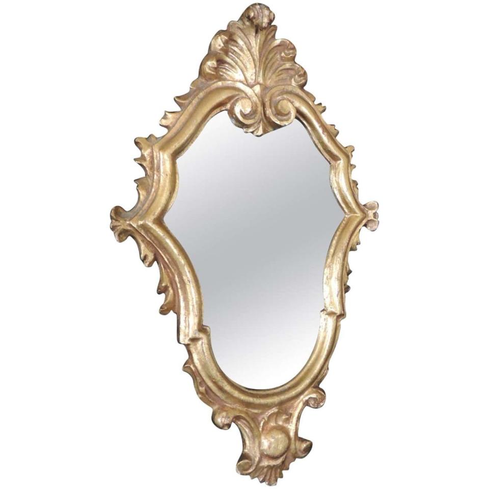 10) Vintage Small Florentine Gold Leaf Ornate Mirror