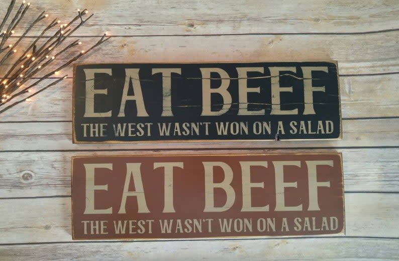 <p><a href="https://go.redirectingat.com?id=74968X1596630&url=https%3A%2F%2Fwww.etsy.com%2Flisting%2F604515755%2Feat-beef-sign-cattle-sign-rustic-rancher&sref=https%3A%2F%2Fwww.thepioneerwoman.com%2Fholidays-celebrations%2Fgifts%2Fg36188027%2Fbest-fathers-day-gifts%2F" rel="nofollow noopener" target="_blank" data-ylk="slk:Shop Now;elm:context_link;itc:0;sec:content-canvas" class="link ">Shop Now</a></p><p>'Eat Beef' Sign</p><p>etsy.com</p><p>$45.00</p><span class="copyright">Etsy</span>