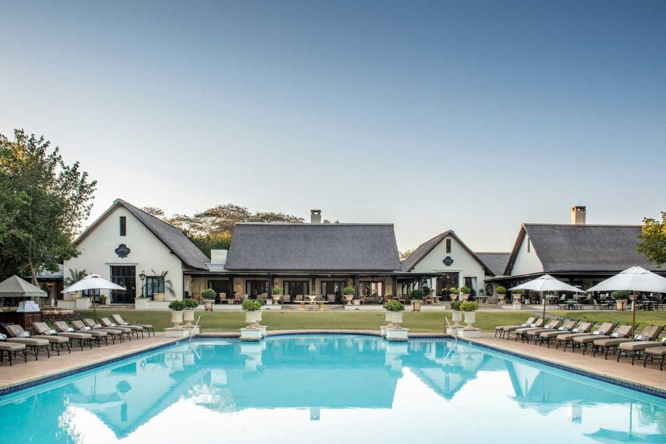 Swimming pool at The Royal Livingstone Victoria Falls Zambia Hotel by Anantara