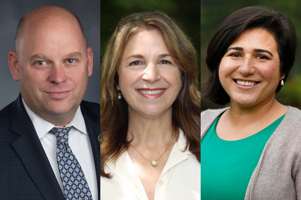 Candidates for Washington's 6th Congressional District. From left: Drew MacEwen, Hilary Franz, and Emily Randall