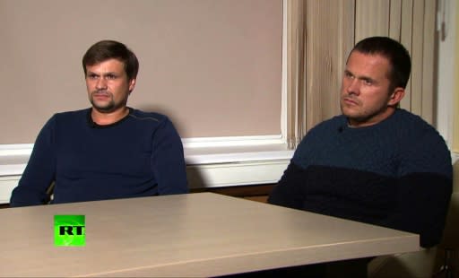 Two men identified as Alexander Petrov and Ruslan Boshirov said in an interview with Russian channel RT that they had just visited Britain as tourists