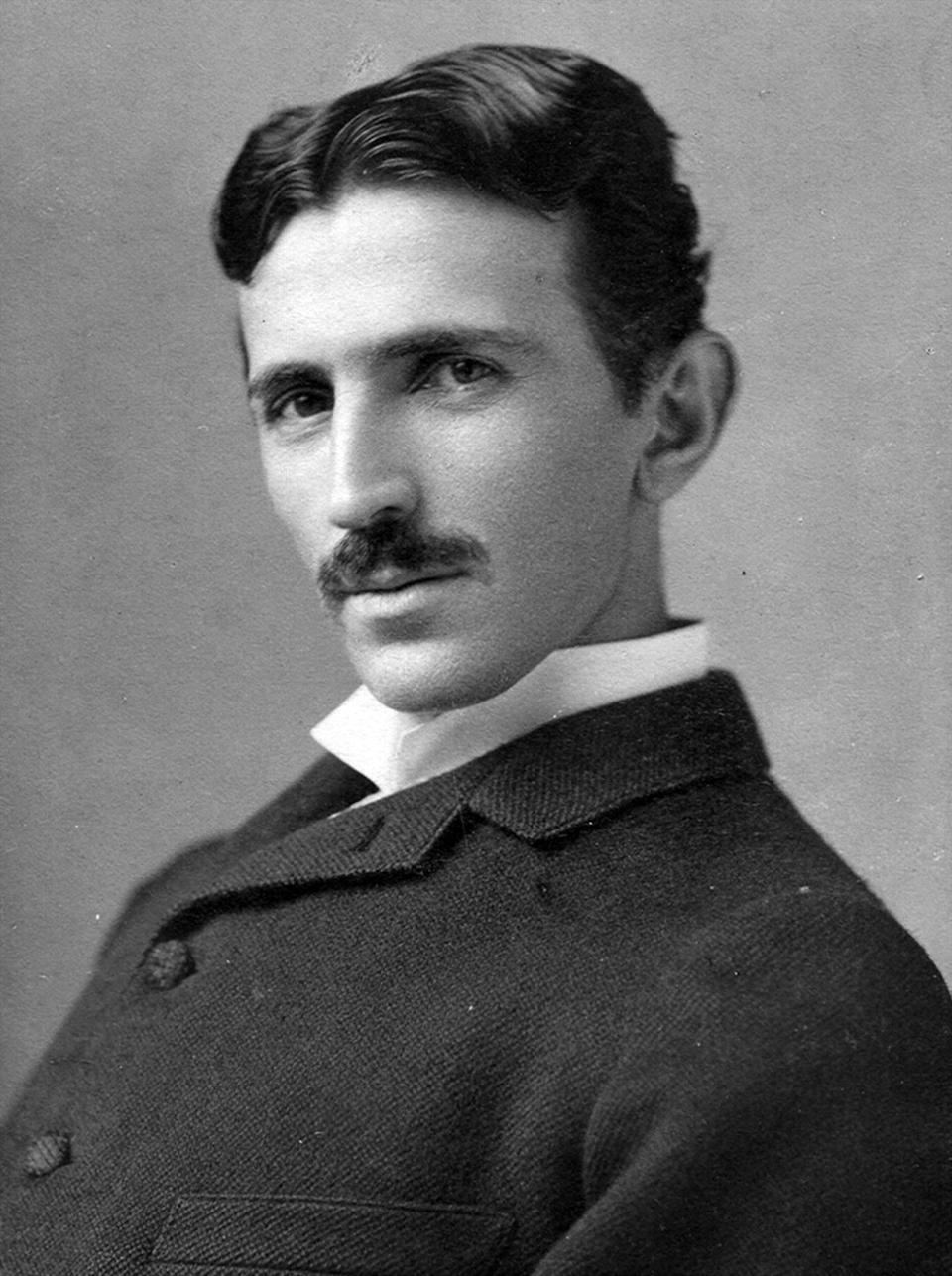 nikola tesla inventor black white age 34